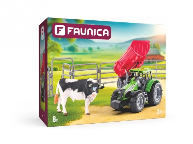Traktor játék utánfutóval és bikával