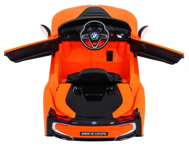 BMW I8 Lift akkumulátoros autó narancs + Távirányító + Lassú indítás + 3-pontos övek + MP3 USB + LED dióda