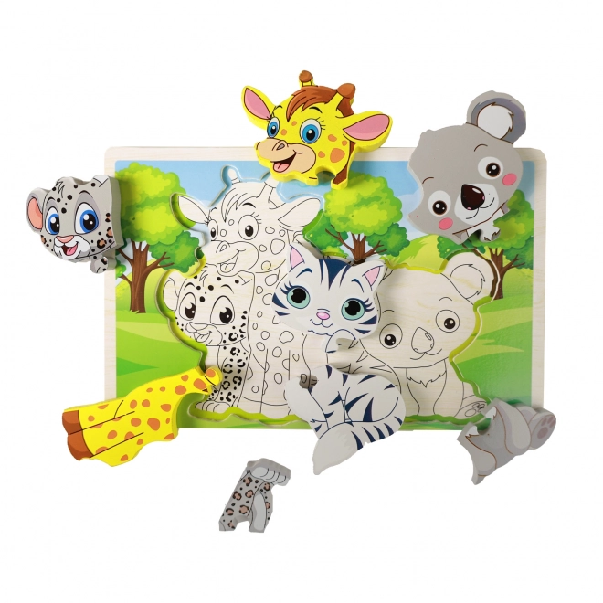 Fa puzzle állatkák 8 darabos