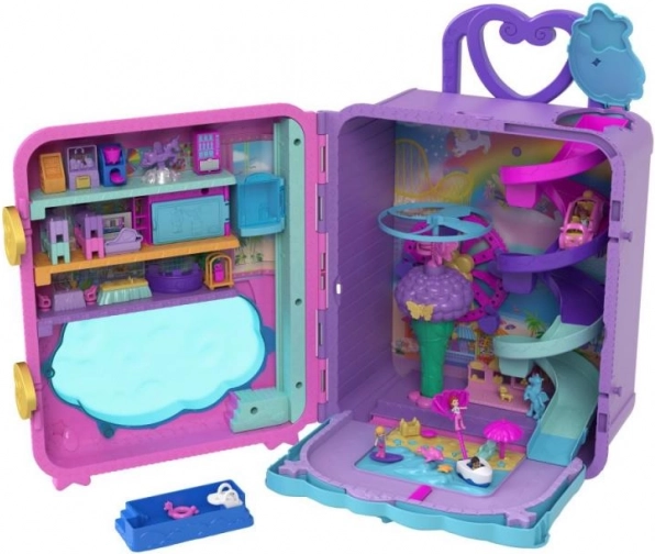 Polly Pocket nyaraló üdülő Roll Away gurulós bőröndben