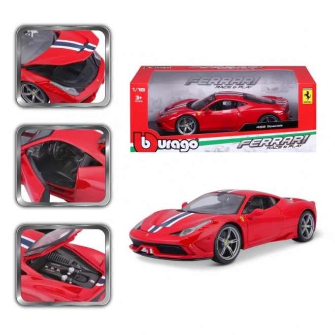 Bburago Ferrari 458 Speciale piros kisautó