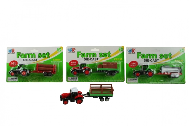 Traktor fém pótkocsival
