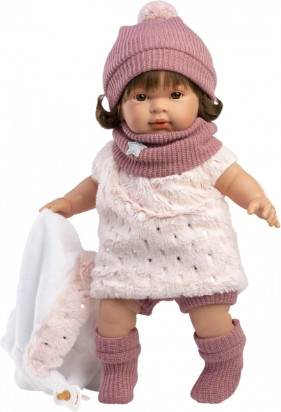 Realisztikus Carla baba hangokkal és puha textil testtel 42 cm