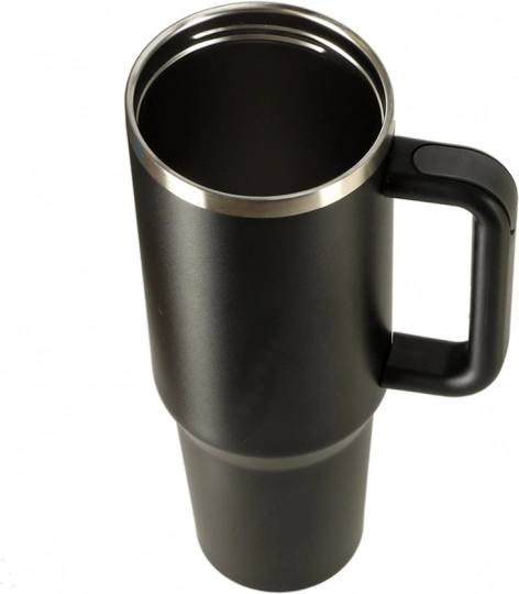 1200 ml fekete termoszbögre szívószállal és füllel