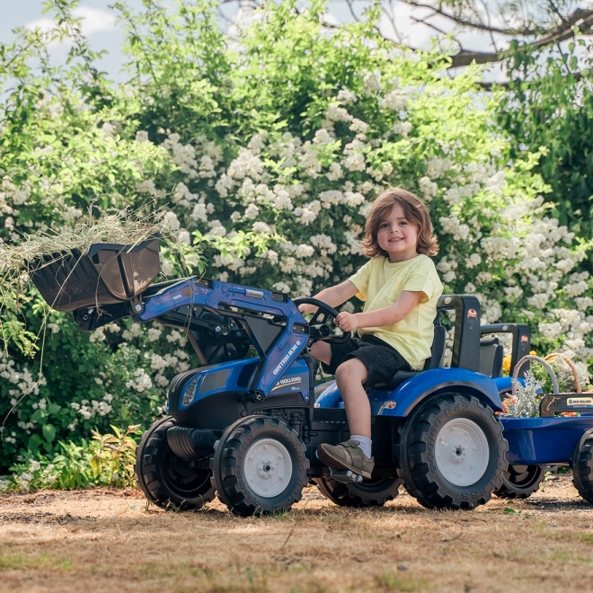 Falk pedálos traktor New Holland utánfutóval