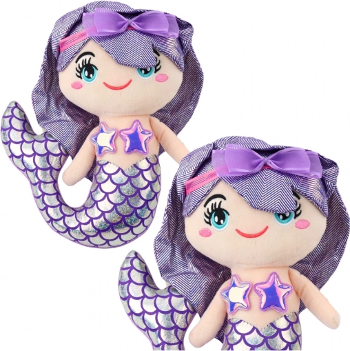 Lila sellő holografikus farokkal, 25 cm