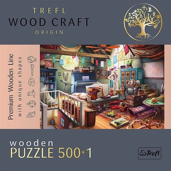 Trefl Wood Craft Origin padlás kincsei puzzle, 501 darab