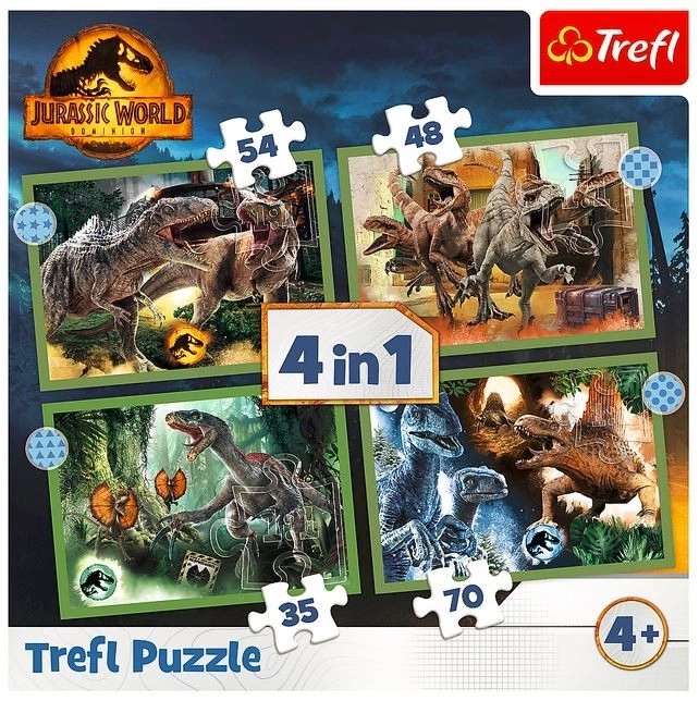 Jurassic World veszélyes dinoszauruszok 4 az 1-ben puzzle