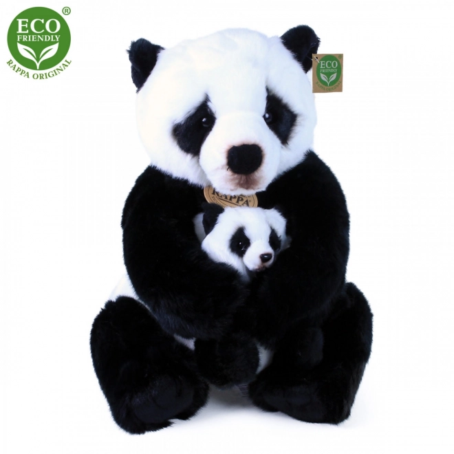 Panda plüssfigura kicsinyével 27 cm ECO-FRIENDLY