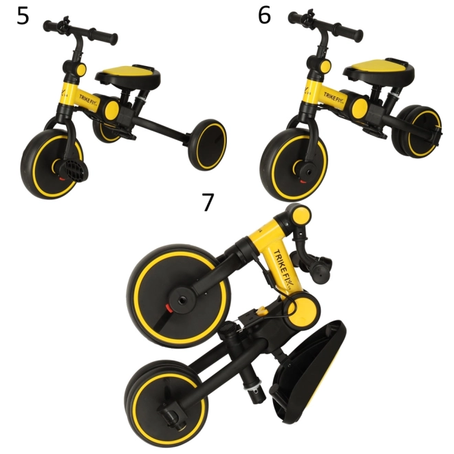 Sárga-fekete Trike Fix V4 háromkerekű kerékpár napellenzővel