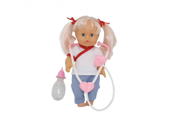 Nena orvos baba 36 cm sztetoszkóppal és cumisüveggel
