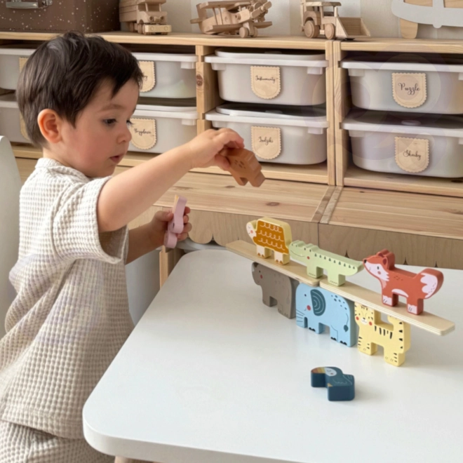Montessori állat formájú fa kockák 9 db Tooky Toy-tól