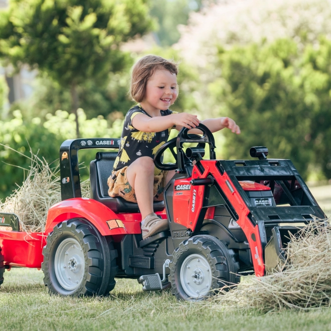 Pedálos traktor utánfutóval és kanállal - piros