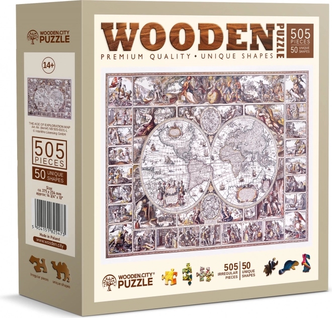 Felfedezések korának térképe fa puzzle 505 darabos