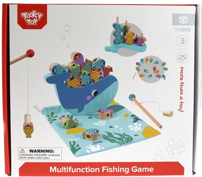 Tooky Toy Fa Játék Bálna és Halacskák Multifunkciós 4 az 1-ben