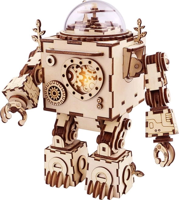 robotime rokr világító 3D fa puzzle robot orpheus zenélődoboz