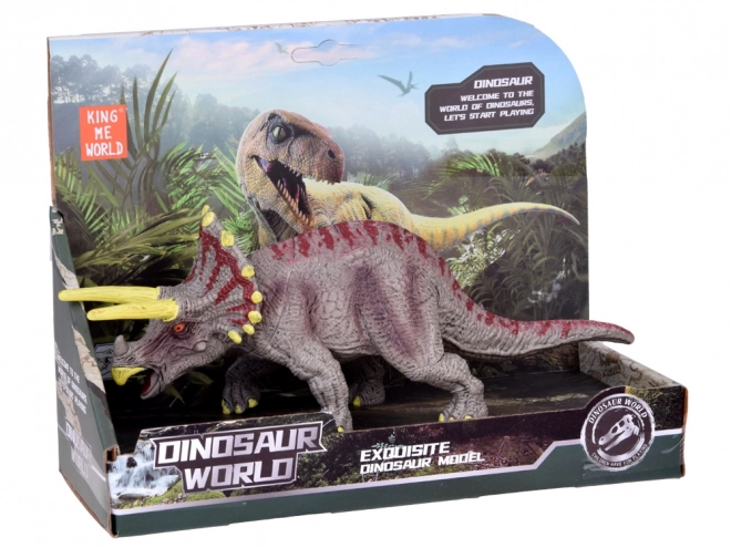 Gumiból készült triceratopsz dinoszaurusz figura