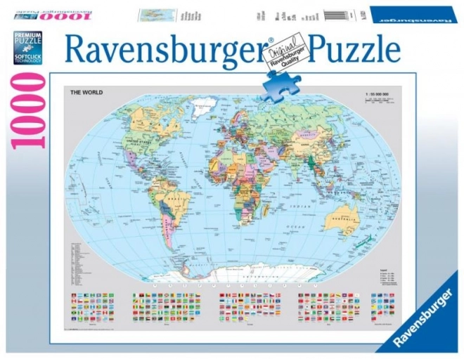 Politikai világtérkép puzzle - RAVENSBURGER 1000 darabos