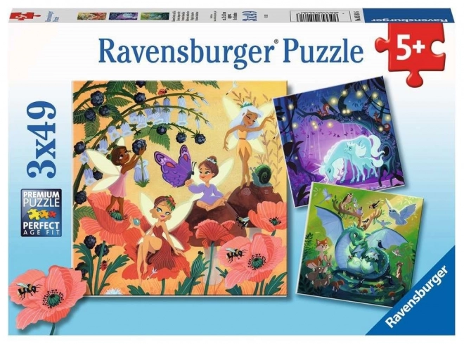 Tündérek, sárkány és egyszarvú 3x49 darabos RAVENSBURGER puzzle