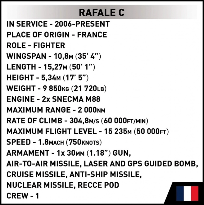 Dassault Rafale C építőkészlet - 551 alkatrész