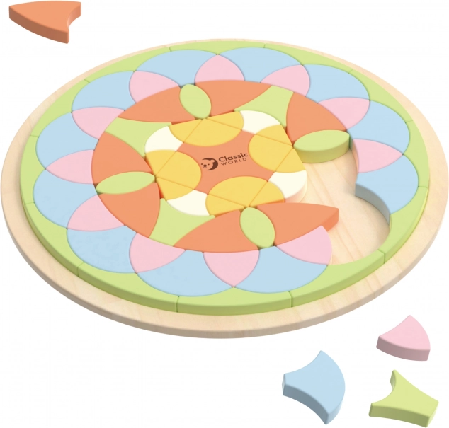 Pasztell mandala Montessori mozaik virágok