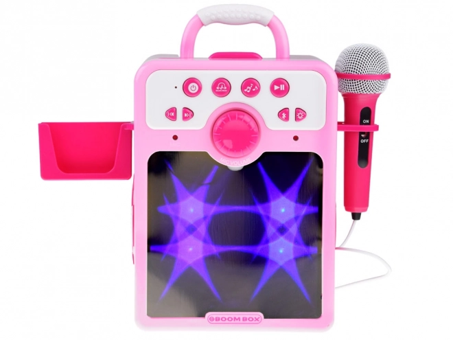 Rózsaszín gyerek Boombox hangszóró mikrofonnal