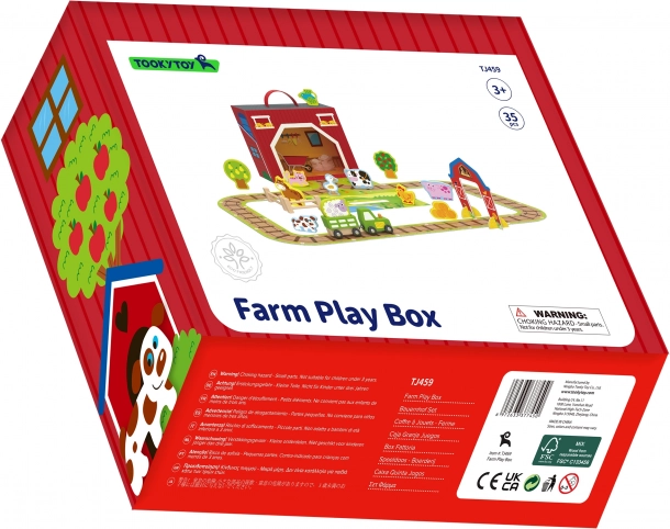 Tooky Toy Fából készült farm bőröndben