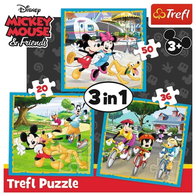 Trefl puzzle Mickey egér és barátai 3 az 1-ben (20, 36, 50 darabos)