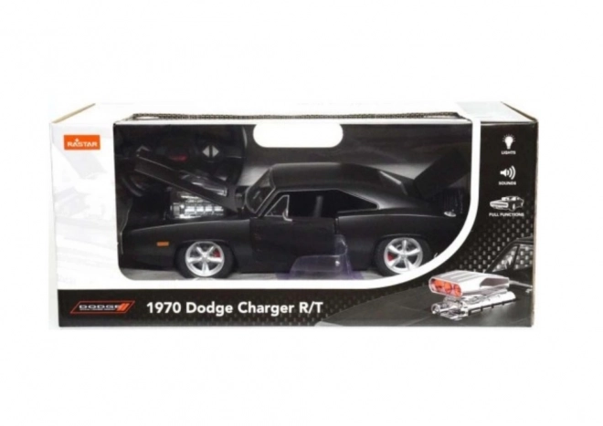 Távirányítós fekete Dodge Charger R/T modell 1:16 méretarányban