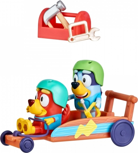 Bluey Gokart figurákok 2 kutyafigurával