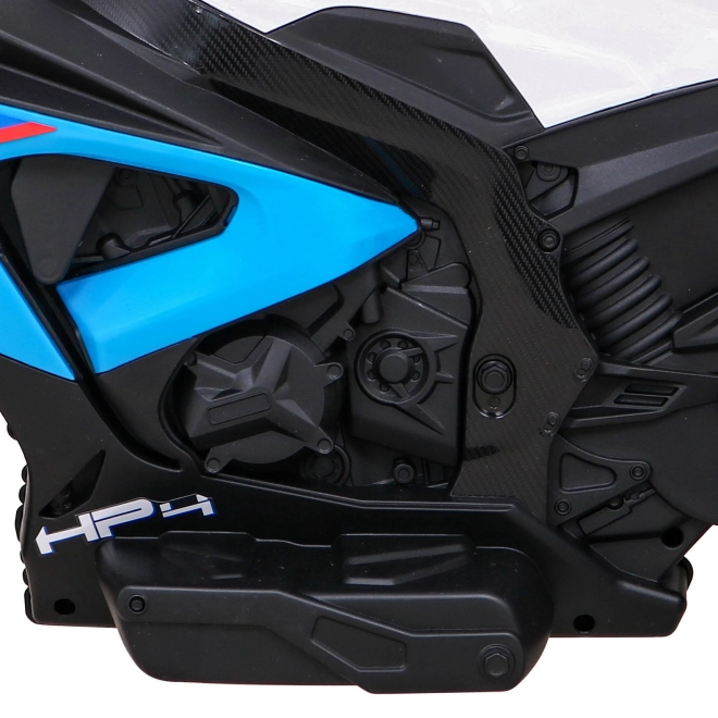 BMW HP4 Gyerekeknek elektromos motor kék + 3 kerék + LED + MP3 USB + Eco bőr