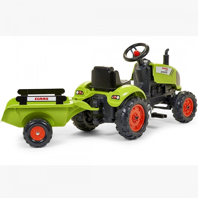 Falk pedálos traktor Claas Arion utánfutóval és nyitható motorháztetővel