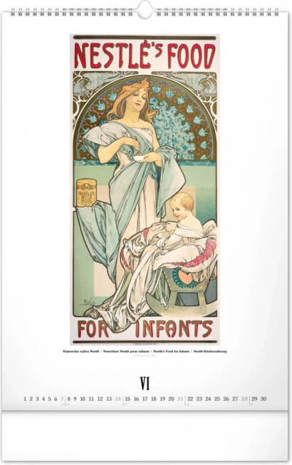 Alfons Mucha 2026 fali naptár