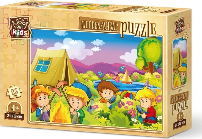 Fa puzzle kíváncsi táborozók 25 darabos