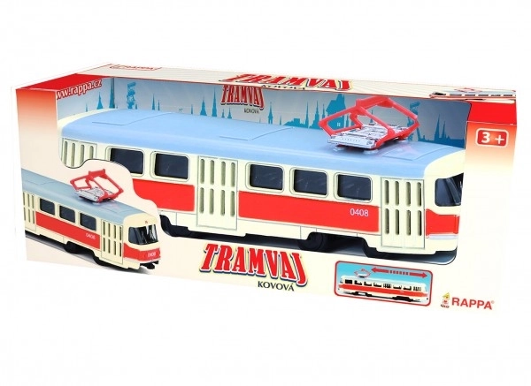 Retro Tatra T3 villamos fém modell 16 cm