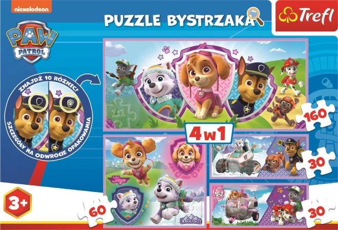 Különbségek keresése puzzle - Mancs őrjárat 4 az 1-ben