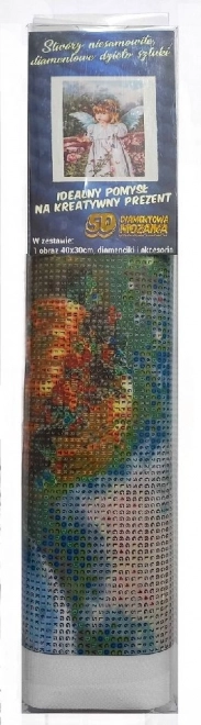 Diamantfestés Angyalkák virágokkal 30x40 cm
