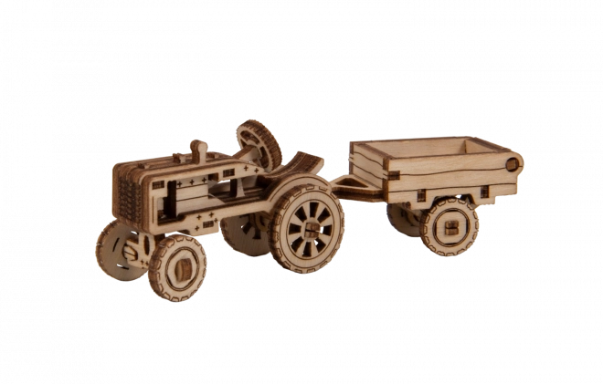 Fa 3D Puzzle - Traktor Modell Utánfutóval