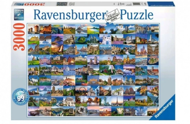 Ravensburger Puzzle – Európa 99 csodálatos helye, 3000 darabos