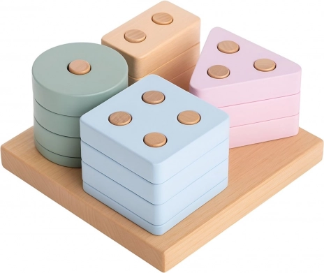 CUBIKA Pastel alakválogató IV – fa kirakó 17 darab