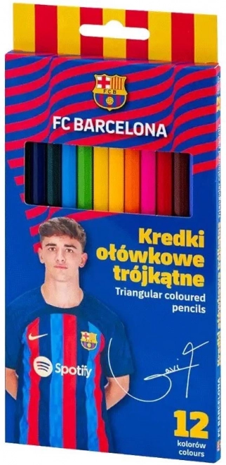 Háromszögletű színes ceruzák ASTRA, 12 db, FC Barcelona