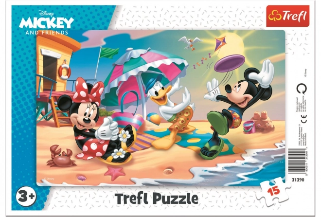 Trefl puzzle Mickey és Minnie: Strand móka 15 darabos