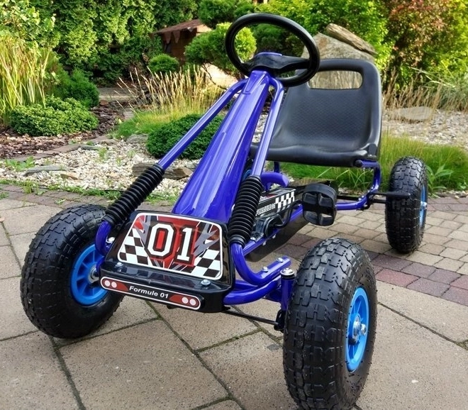 Pedálos levegős gokart + Felfújható gumik + Állítható ülés – Kék