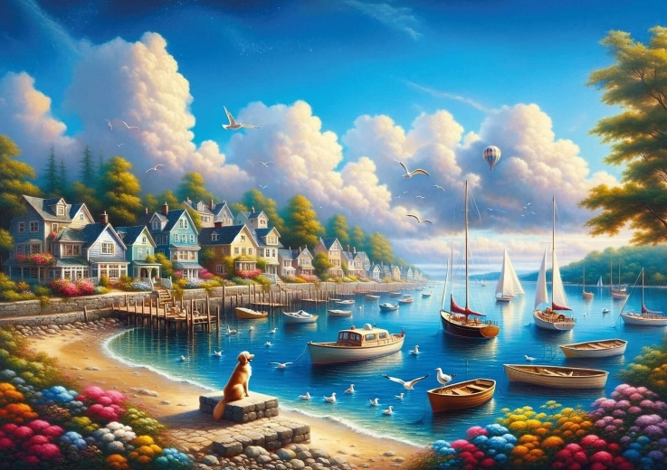 Puzzle Kikötő tele vitorlásokkal 260 darab