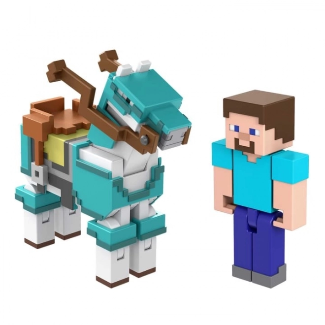 Minecraft Steve és ló figura