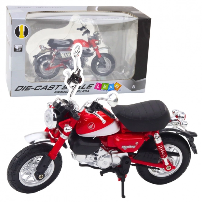 Klasszikus retro fém motorkerékpár piros 1:12