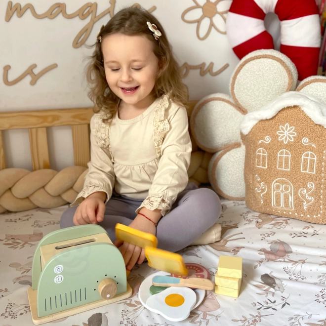 Fa kenyérpirító pasztell reggeliző készlet a Tooky Toy-tól
