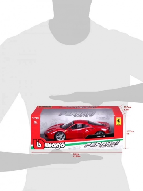 Fém autó modell Ferrari 488 GTB piros