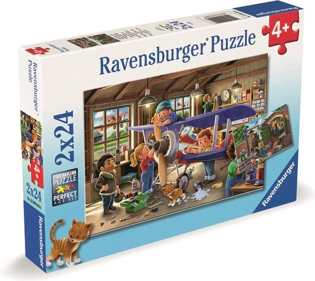 Puzzle - Légy repülőgép- és vonatszerelő - 2x24 darab - RAVENSBURGER