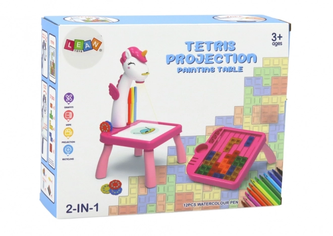 Mini projektor asztal tetris és unikornis kék